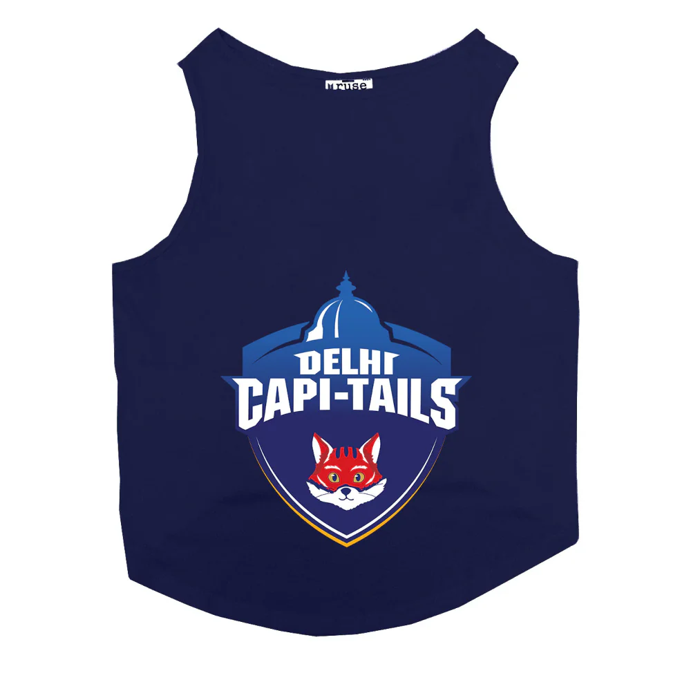 Ruse IPL "Delhi Capi Tails" Printed Tank Jersey for Cats (Navy Blue) | Indian Pet League - Image 3