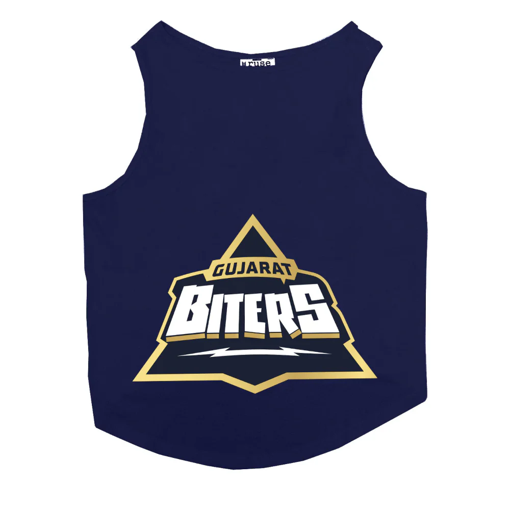 Ruse IPL "Gujarat Biters" Printed Tank Jersey for Cats (Navy Blue) | Indian Pet League - Image 3