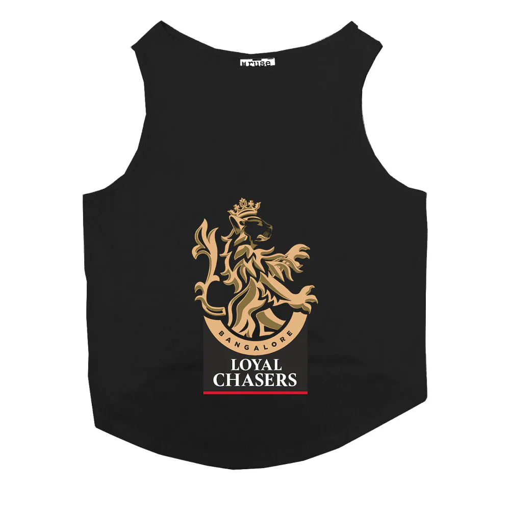 Ruse IPL "Loyal Chasers Bangalore" Printed Tank Jersey for Cats (Black) | Indian Pet League - Image 3