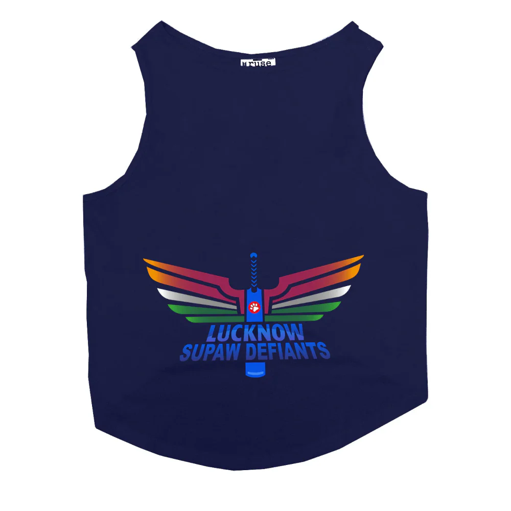 Ruse IPL "Lucknow Supaw Defiants" Printed Tank Jersey for Cats (Navy Blue) | Indian Pet League - Image 3