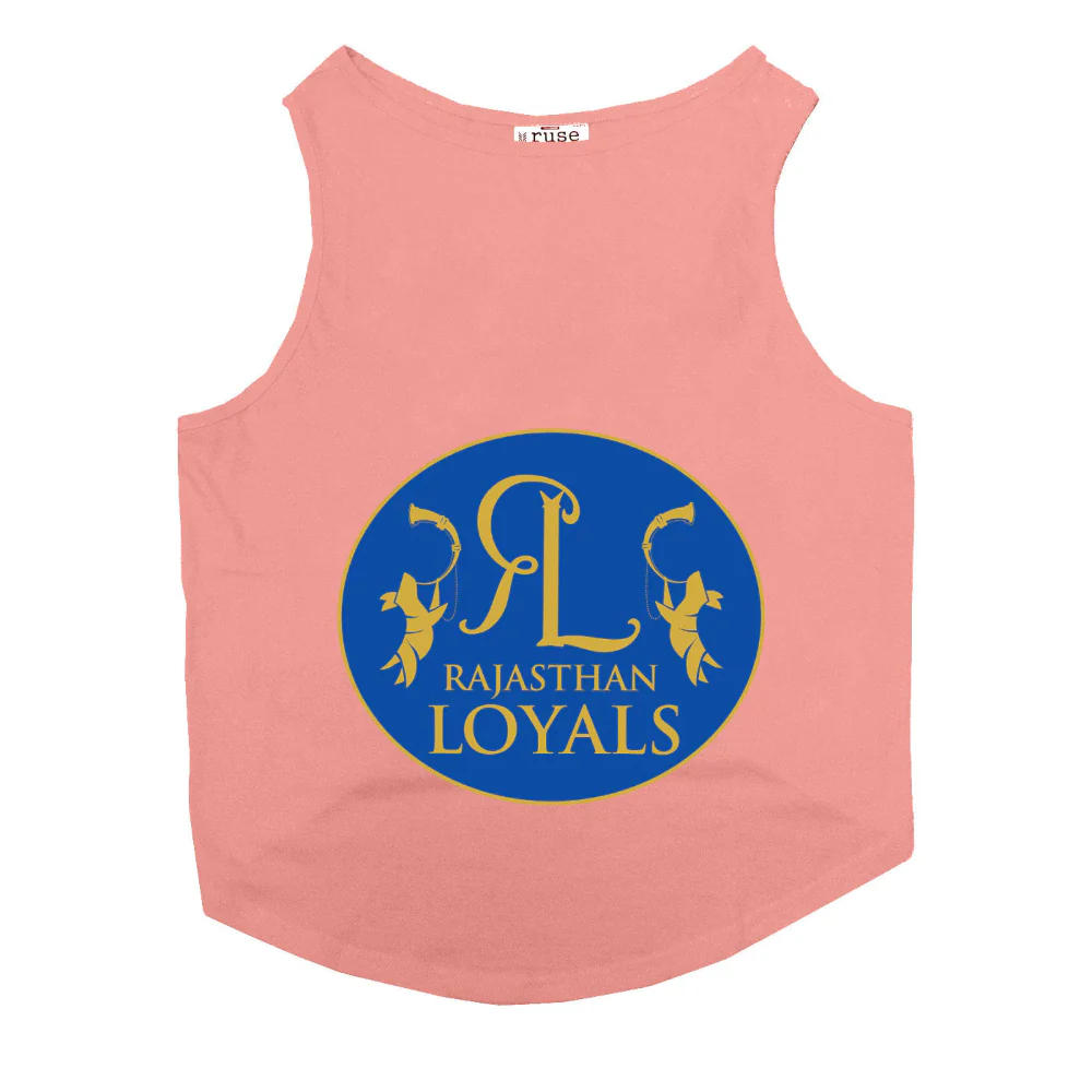 Ruse IPL "Rajasthan Loyals" Printed Tank Jersey for Cats (Salmon) | Indian Pet League - Image 3