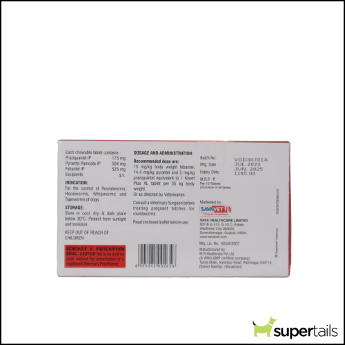 Savavet Kiwof Plus XL Dog Deworming Tablet - Image 3