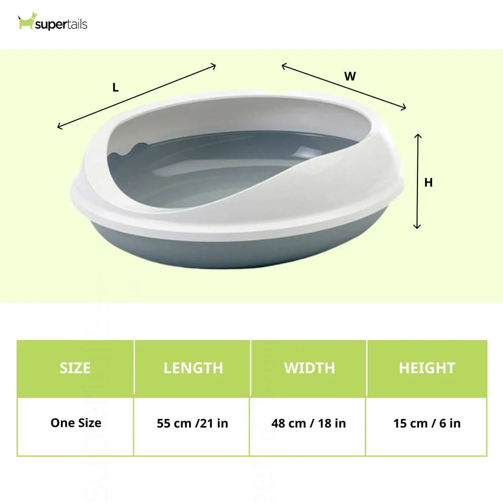 Savic Figaro Oval Litter Tray with Rim for Cats (Cold Grey) - Image 2