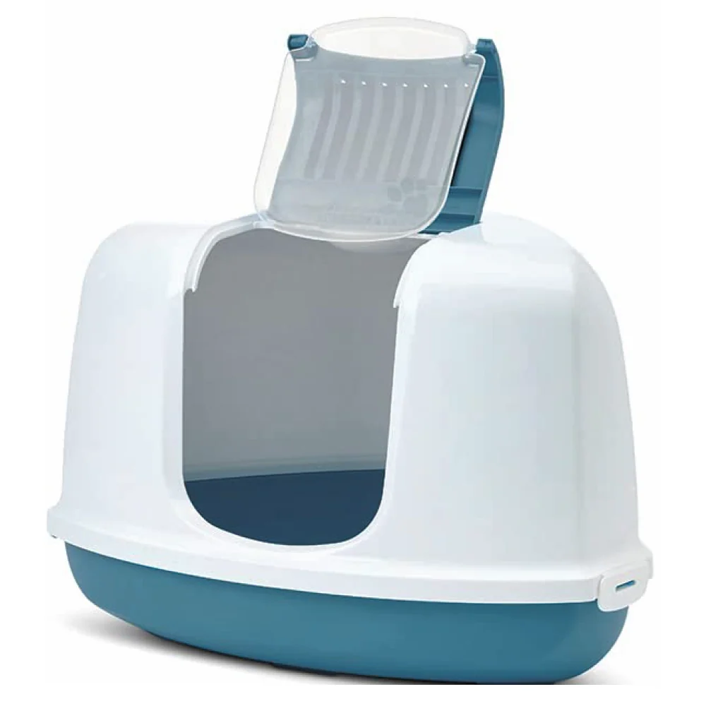 Savic Nestor Corner Toilet Home for Cats (White/Bluestone) - Image 3