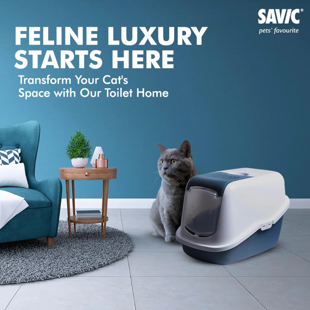 Savic Nestor Jumbo Toilet Home for Cats (Bluestone) - Image 5