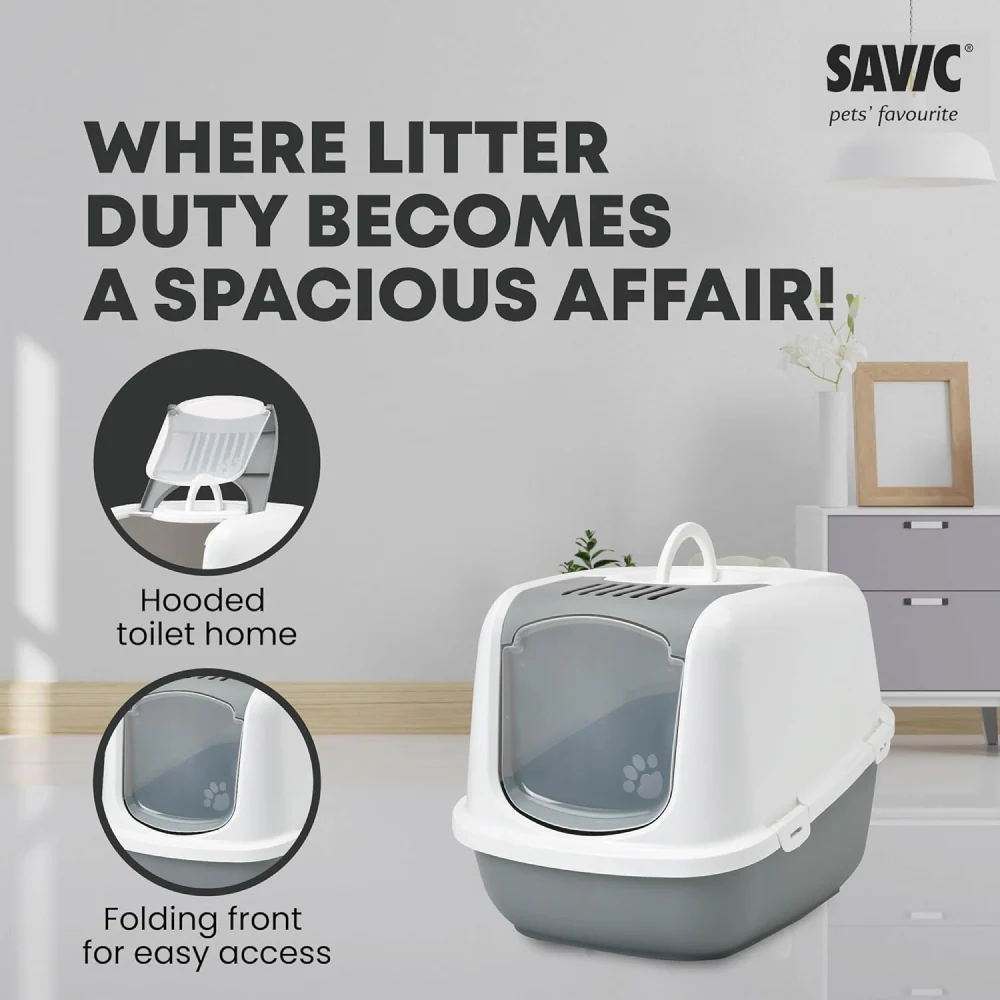 Savic Nestor Jumbo Toilet Home for Cats (Cold Grey) - Image 3