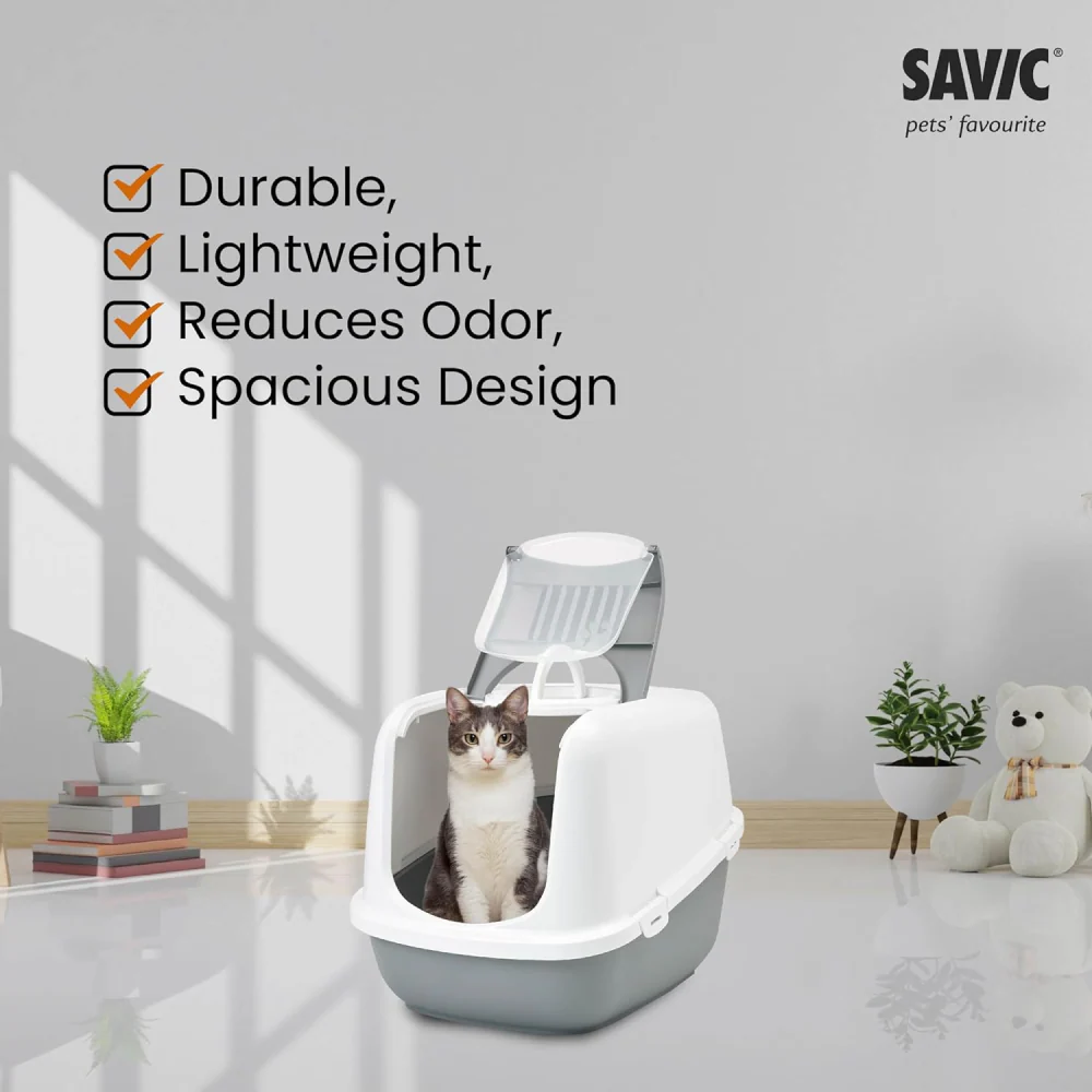 Savic Nestor Jumbo Toilet Home for Cats (Cold Grey) - Image 4