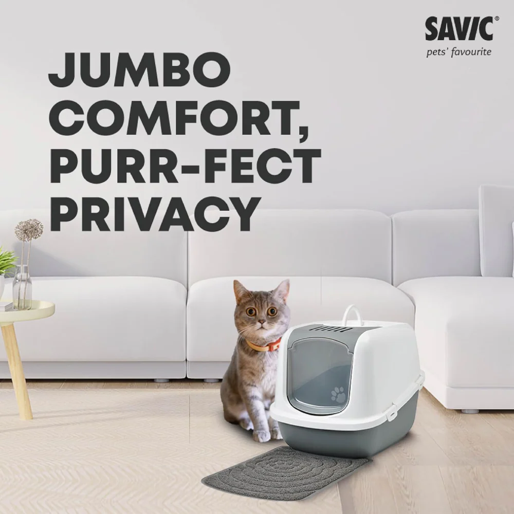Savic Nestor Jumbo Toilet Home for Cats (Cold Grey) - Image 5