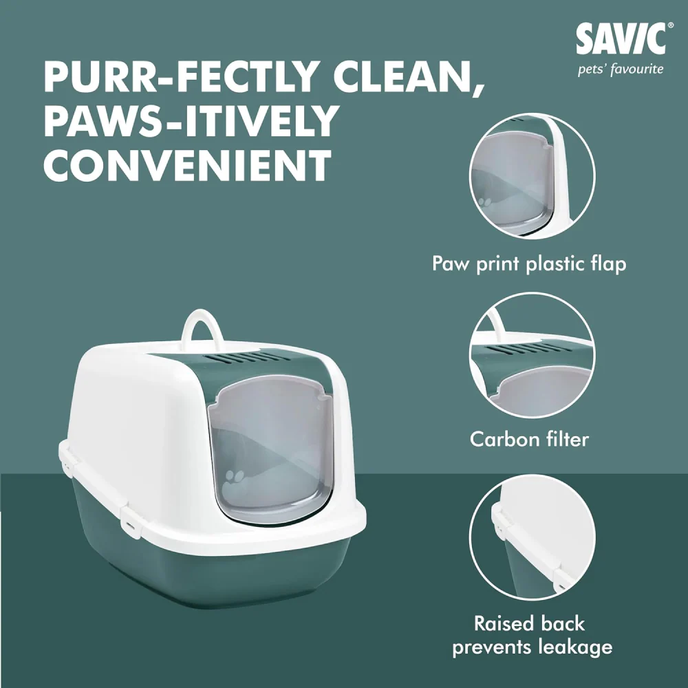 Savic Nestor Jumbo Toilet Home for Cats (Nordic Green) - Image 3