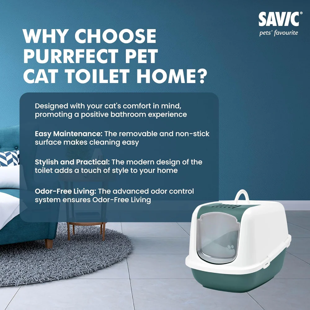 Savic Nestor Jumbo Toilet Home for Cats (Nordic Green) - Image 4
