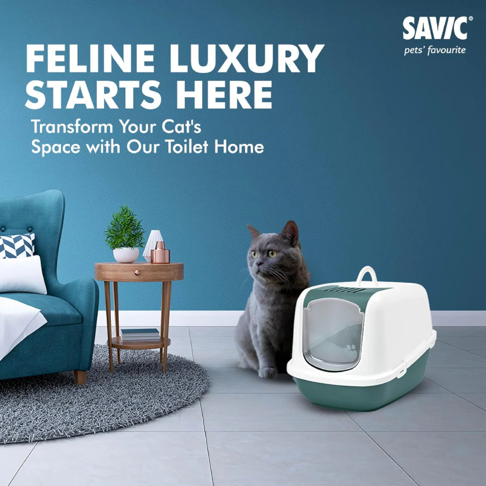 Savic Nestor Jumbo Toilet Home for Cats (Nordic Green) - Image 5