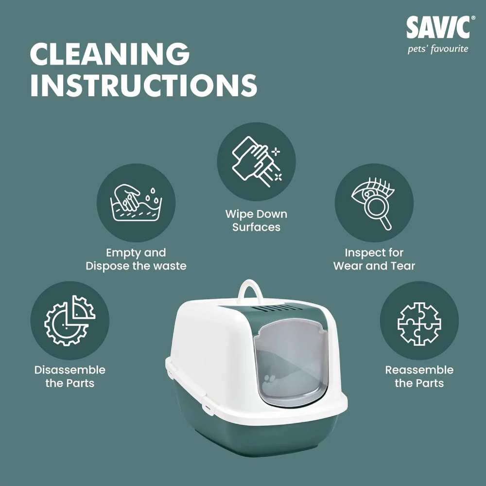 Savic Nestor Jumbo Toilet Home for Cats (Nordic Green) - Image 6