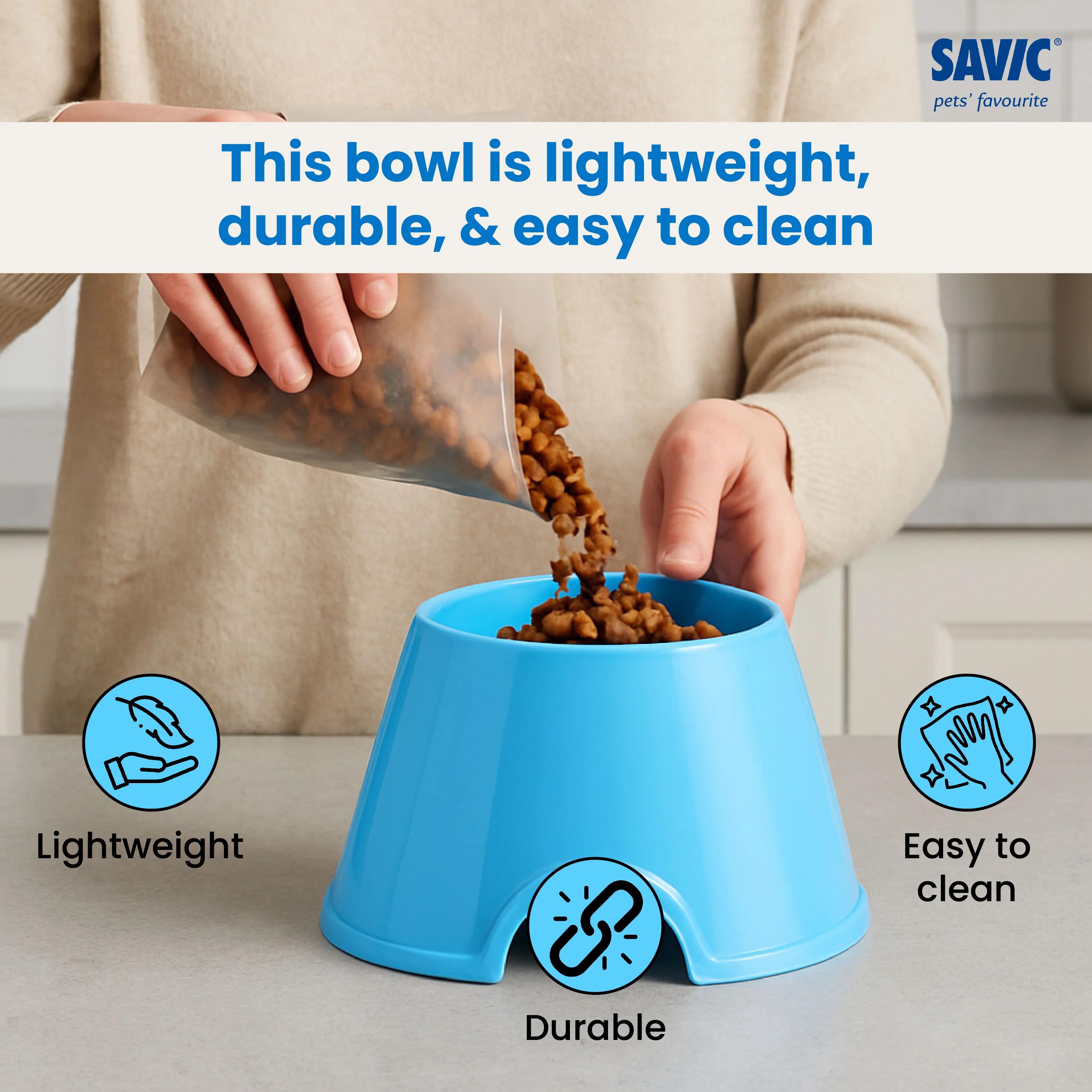 Savic Picnic Cocker Bowl for Dogs and Cats (Blue) - Image 3