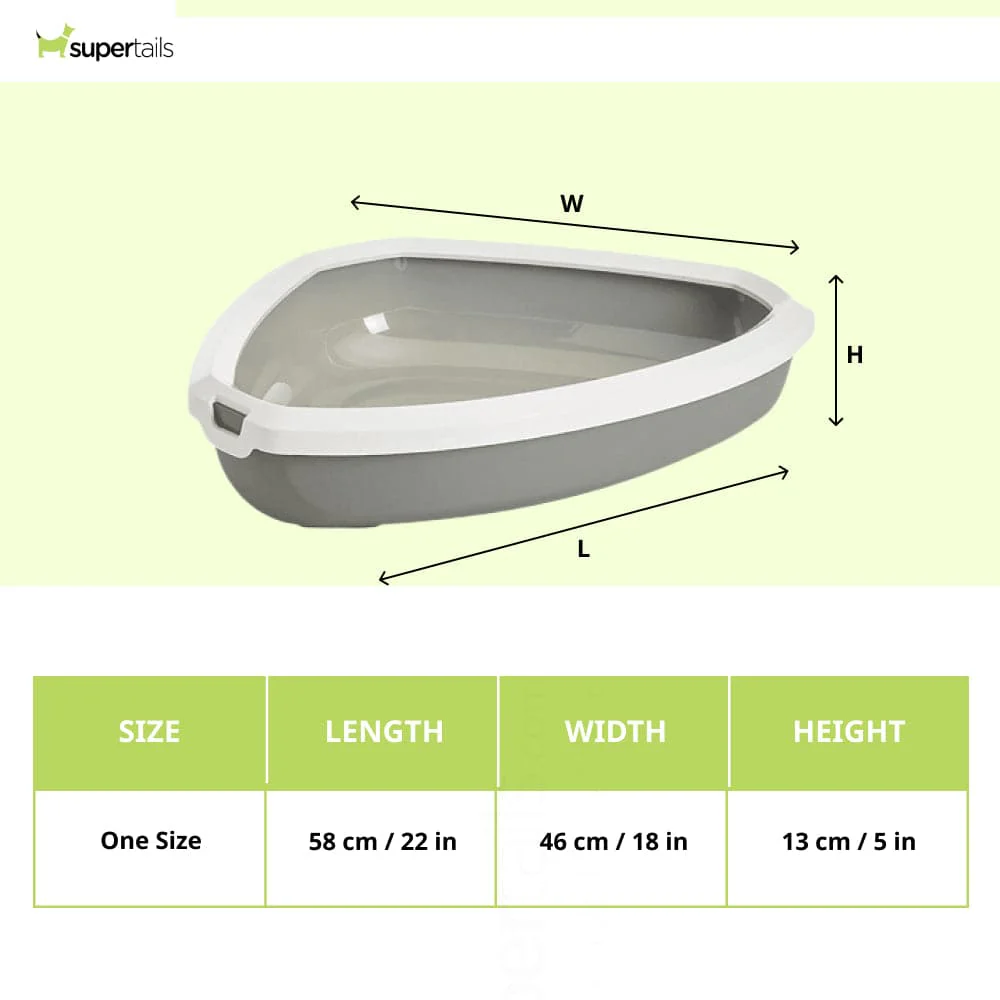 Savic Rincon Corner Litter Tray with Rim for Cats (Cold Grey) - Image 2