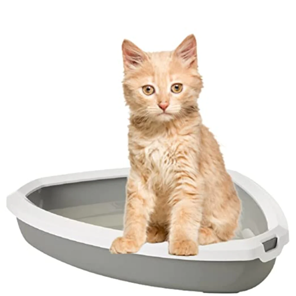 Savic Rincon Corner Litter Tray with Rim for Cats (Cold Grey) - Image 3