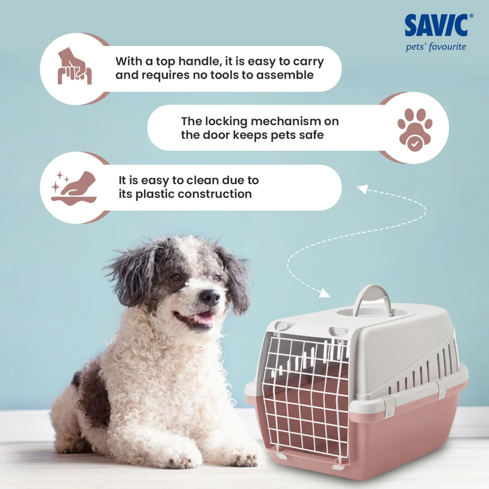Savic Trotter 1 IATA Approved Travel Carrier for Dogs and Cats (Grey/Ash Rose) - Image 4