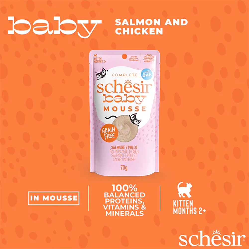 Schesir Baby Salmon and Chicken Mousse Kitten Cat Wet Food - Image 2