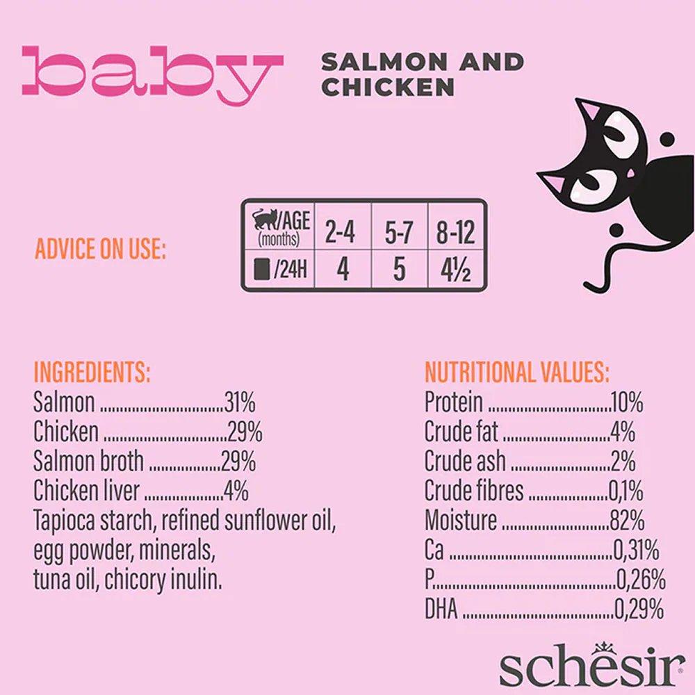 Schesir Baby Salmon and Chicken Mousse Kitten Cat Wet Food - Image 4