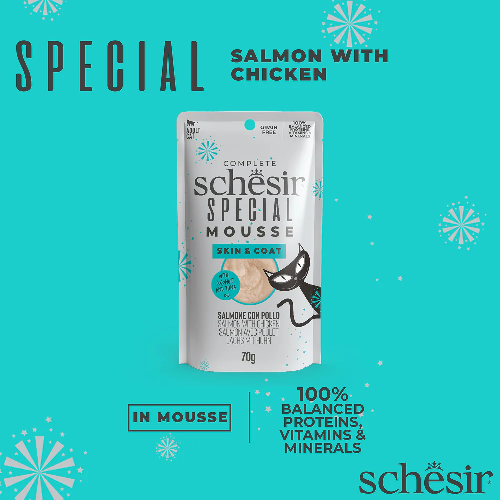 Schesir Special Skin and Coat Salmon Mousse Cat Wet Food - Image 2