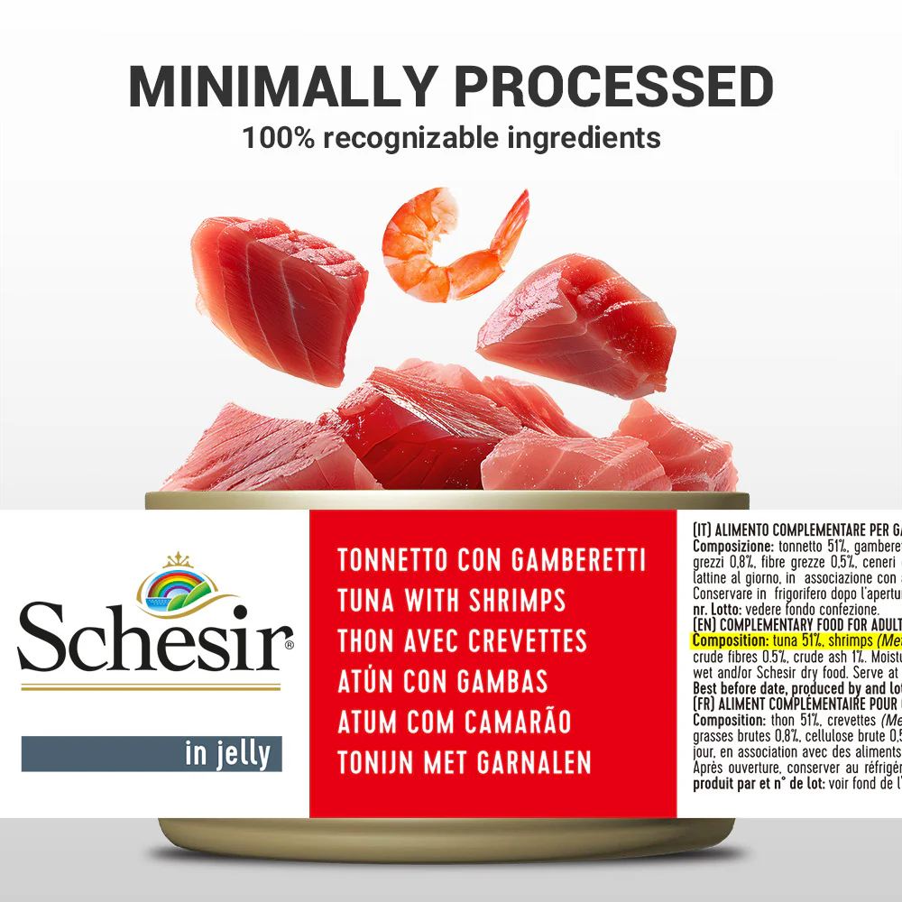 Schesir Tuna In Jelly with Shrimp Adult Cat Wet Food - Image 5