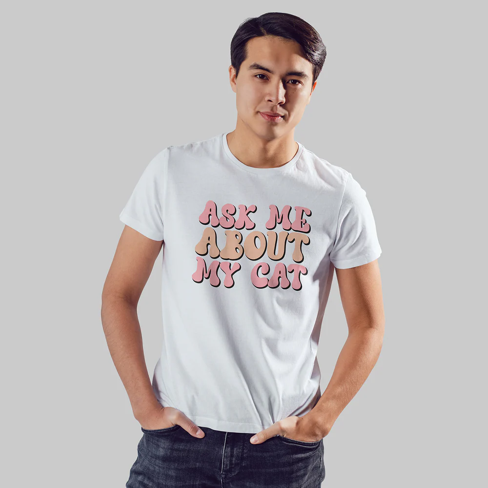 Seek Buy Love All About Cats Unisex Regular Tee (White)