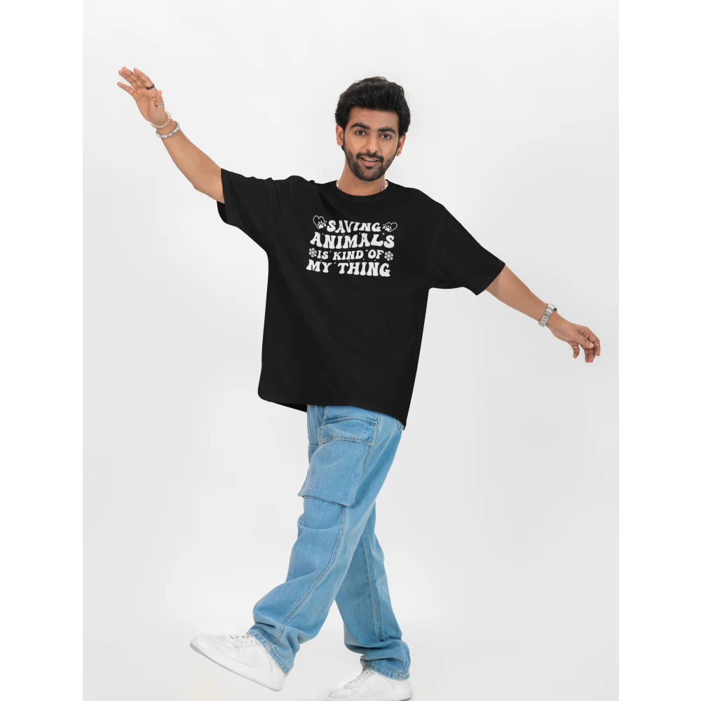 Seek Buy Love Animal Saviours Unisex Oversized Tee (Black) - Image 3