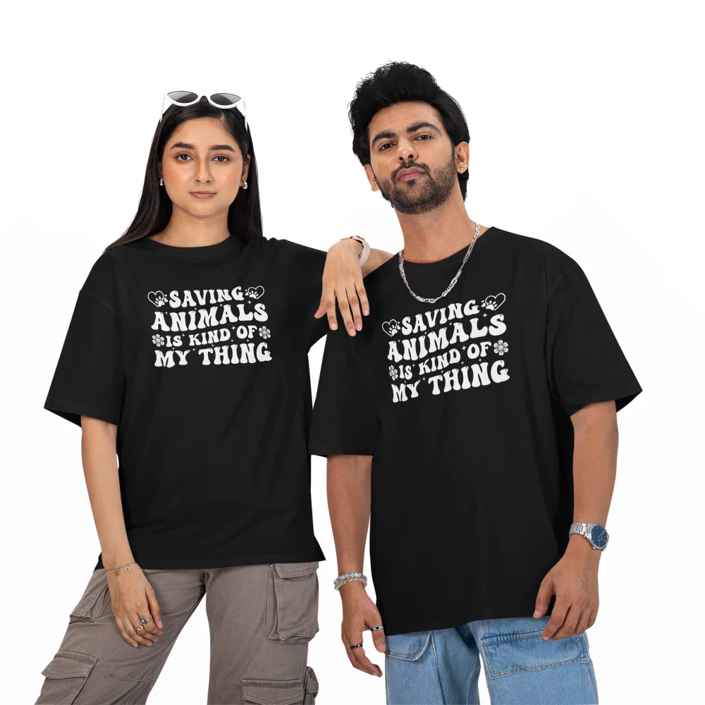 Seek Buy Love Animal Saviours Unisex Oversized Tee (Black) - Image 5
