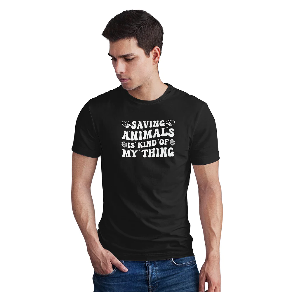 Seek Buy Love Animal Saviours Unisex Regular Tee (Black) - Image 6