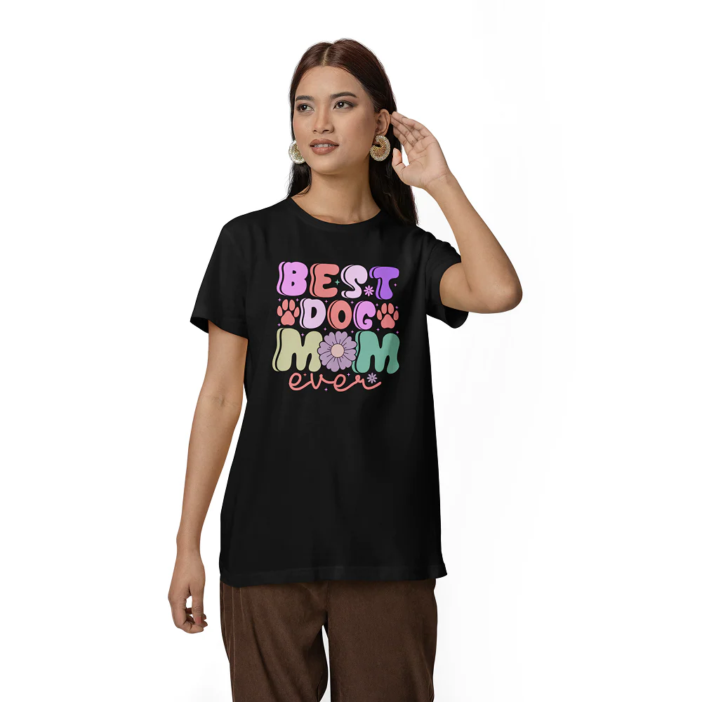 Seek Buy Love Best Dog Mom Ever Tshirt (Black) - Image 4
