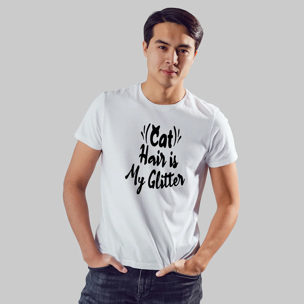 Seek Buy Love Cat Hair Glitter Tee (White)