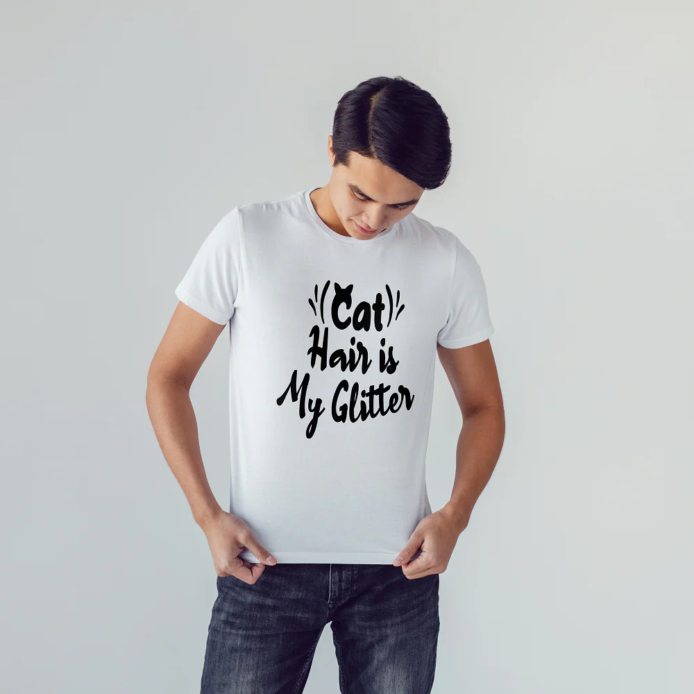 Seek Buy Love Cat Hair Glitter Tee (White) - Image 2