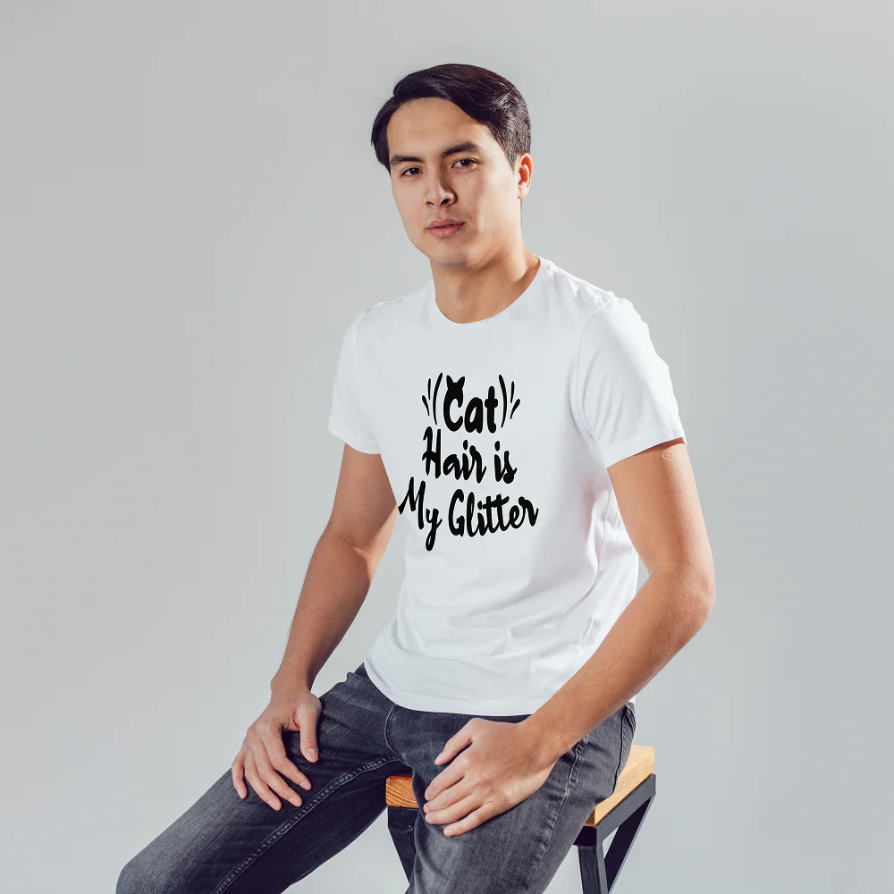 Seek Buy Love Cat Hair Glitter Tee (White) - Image 3