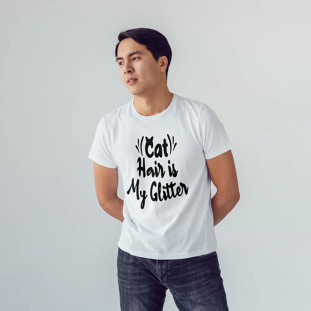 Seek Buy Love Cat Hair Glitter Tee (White) - Image 4