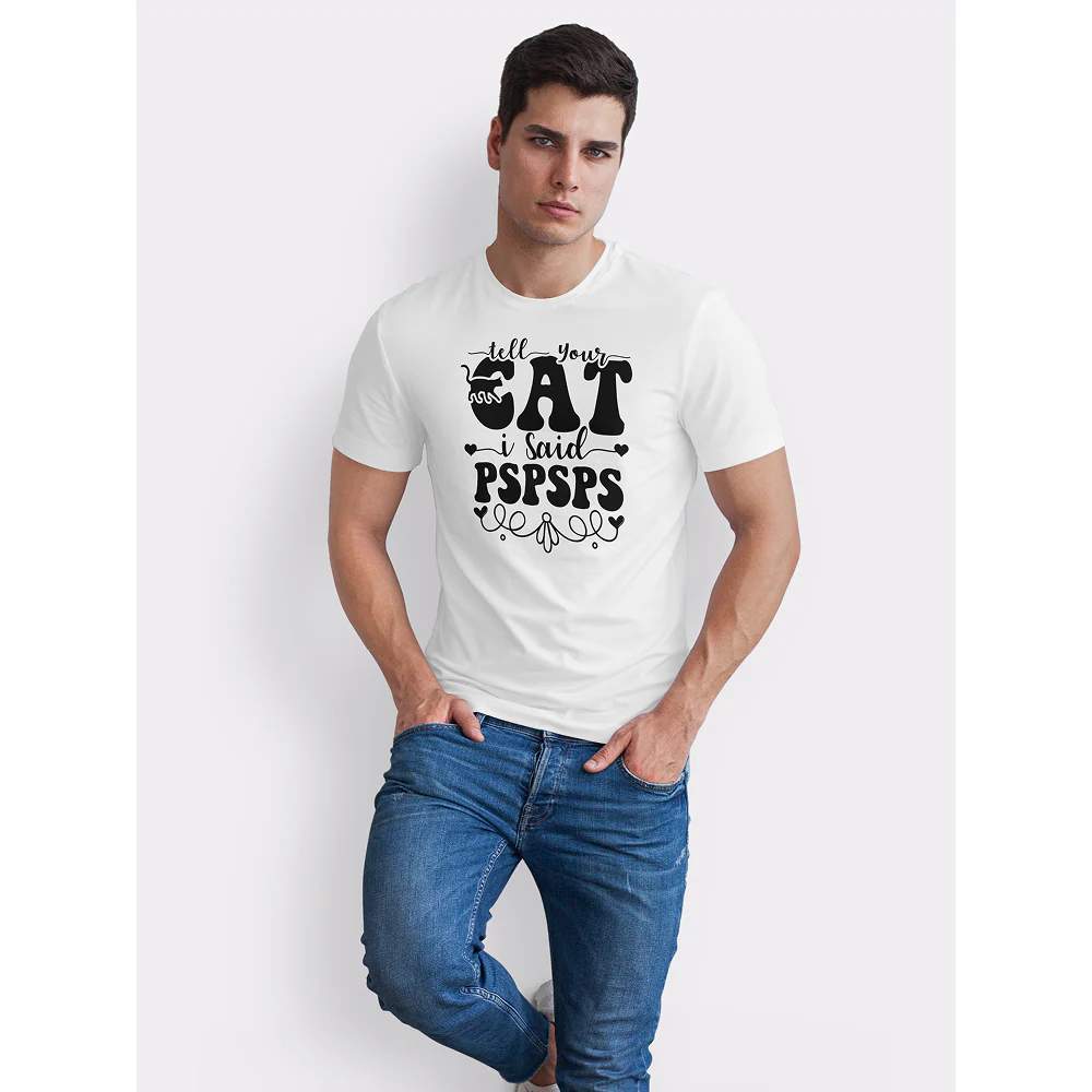 Seek Buy Love Cat Whispers Regular Tee (White) - Image 3