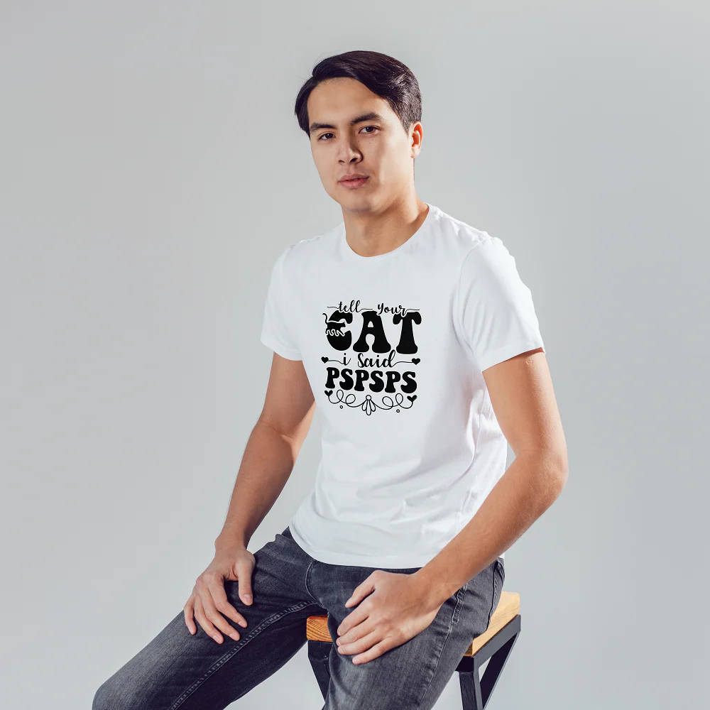 Seek Buy Love Cat Whispers Regular Tee (White) - Image 4