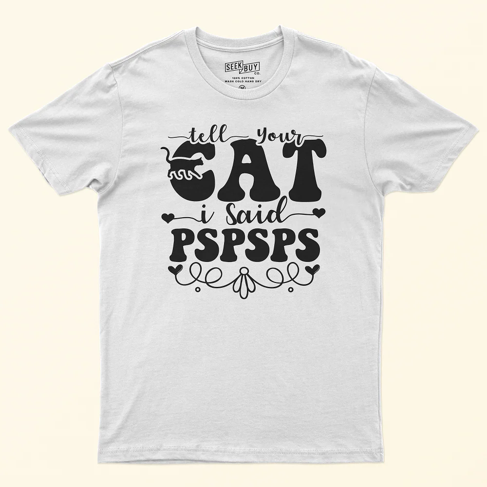 Seek Buy Love Cat Whispers Regular Tee (White) - Image 6