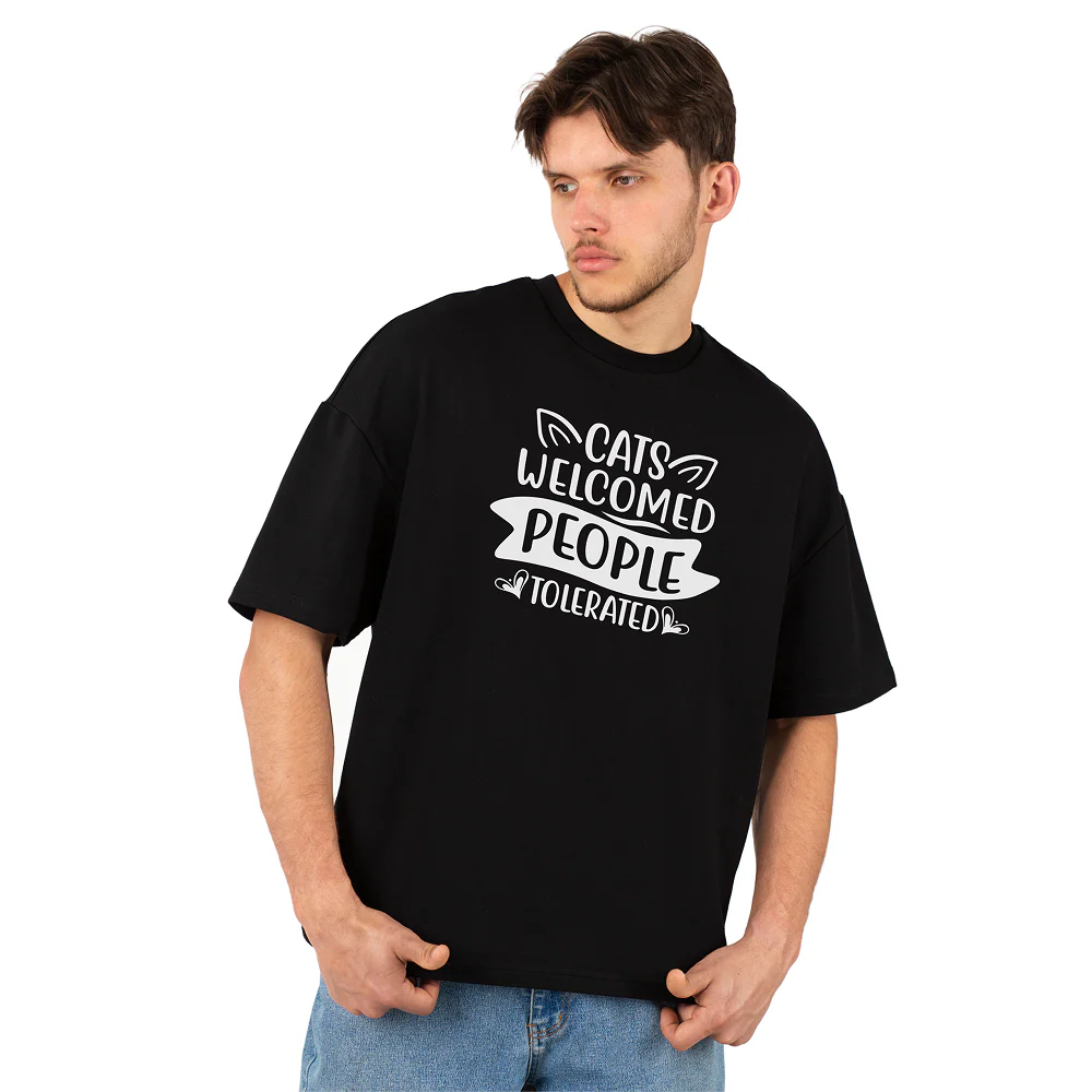 Seek Buy Love Cats Welcomed, People Tolerated Oversized Tee - Image 3