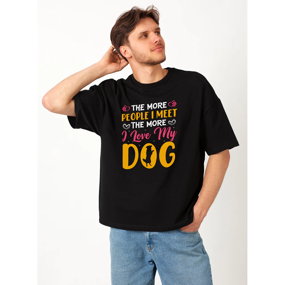Seek Buy Love Dogs Over Humans Oversized Tee (Black) - Image 3