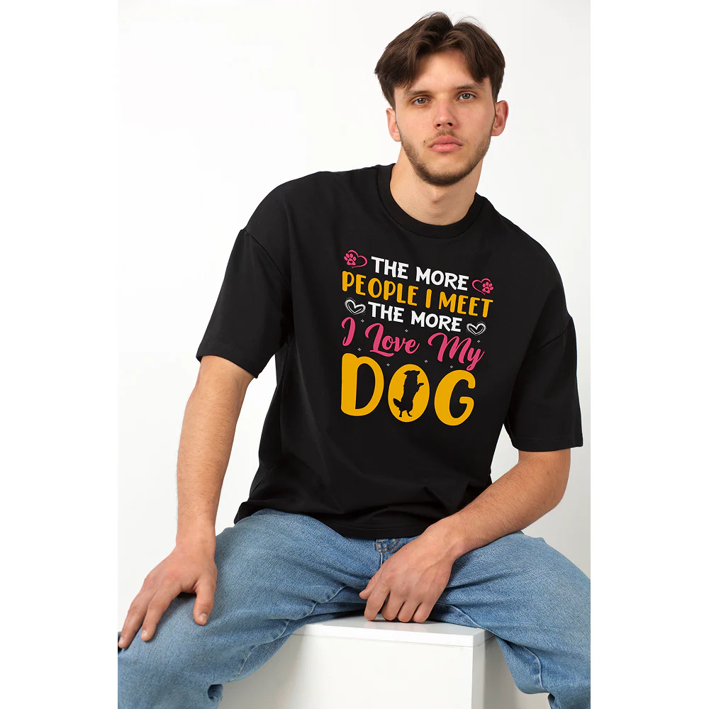 Seek Buy Love Dogs Over Humans Oversized Tee (Black) - Image 5