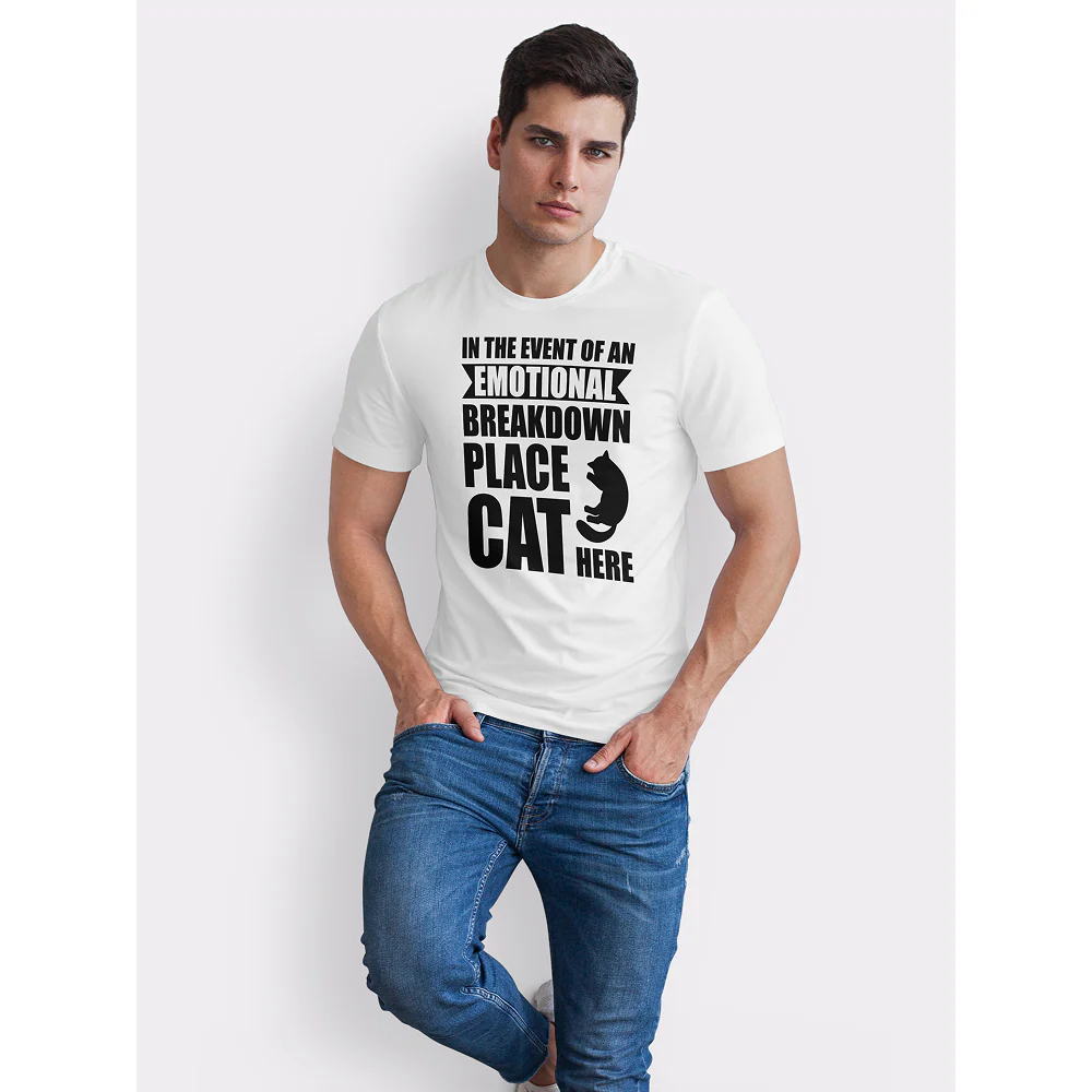 Seek Buy Love Emotional Support Cat Tee (White) - Image 3