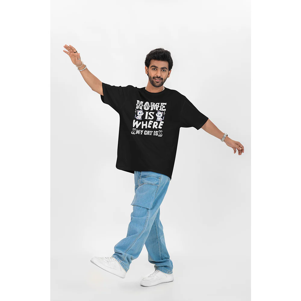 Seek Buy Love Home is Where My Cat is Unisex Oversized Tee - Image 3