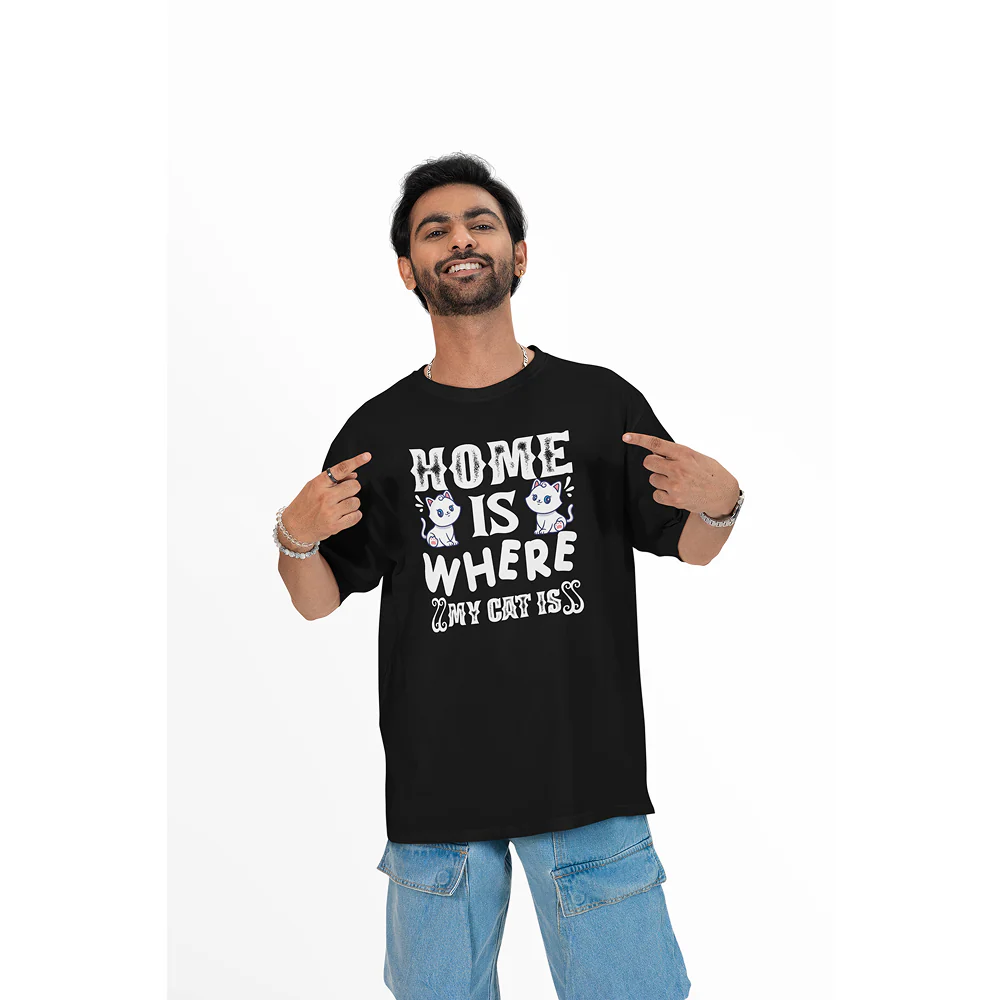 Seek Buy Love Home is Where My Cat is Unisex Oversized Tee - Image 4