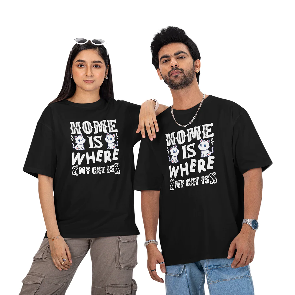 Seek Buy Love Home is Where My Cat is Unisex Oversized Tee - Image 5