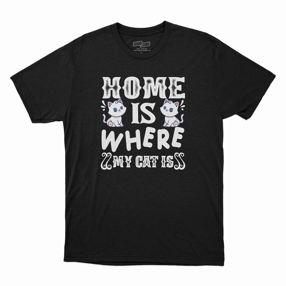 Seek Buy Love Home is Where my Cat is Unisex Tee - Image 3