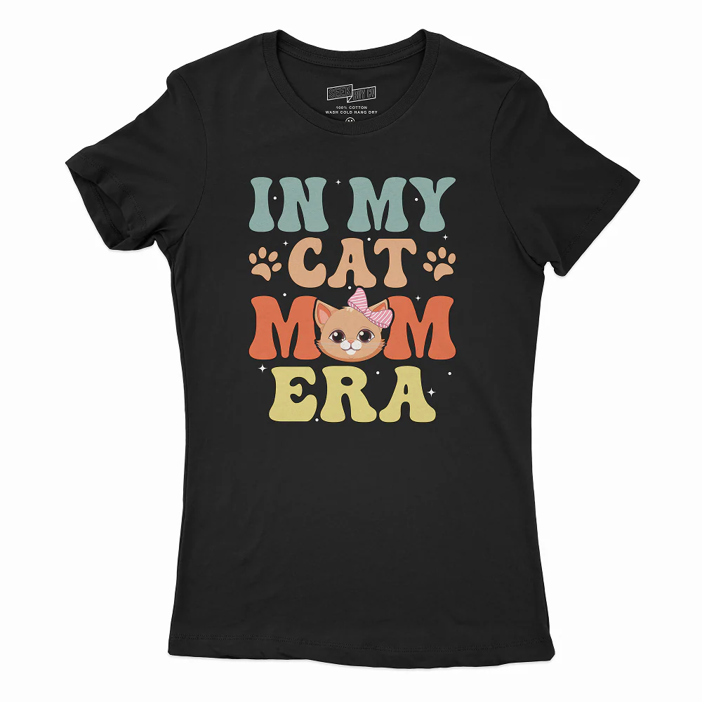 Seek Buy Love In My Cat Mom Era Tshirt (Black) - Image 4