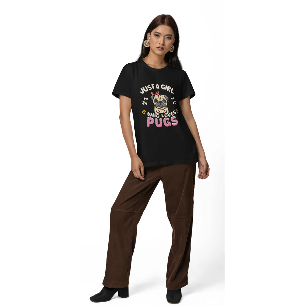 Seek Buy Love Just A Girl Loves Pugs Tshirt - Image 2