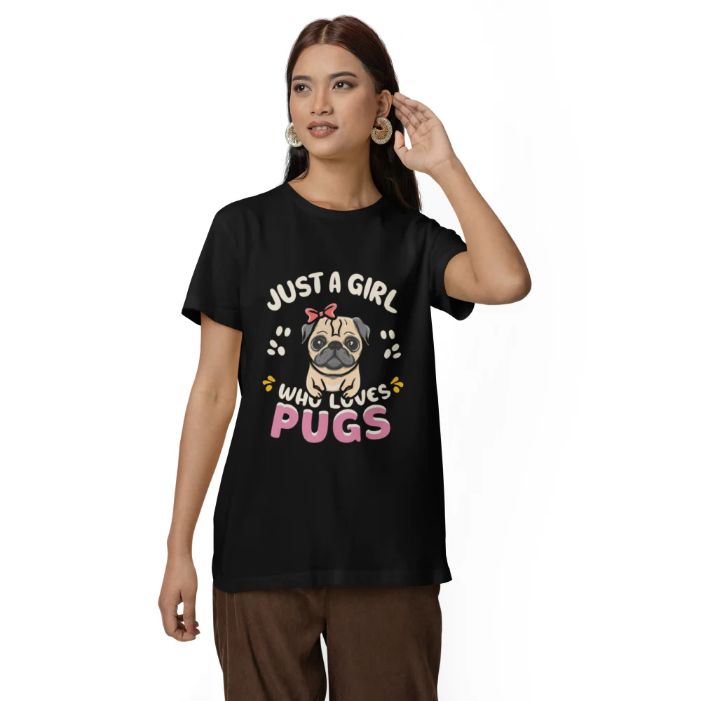Seek Buy Love Just A Girl Loves Pugs Tshirt - Image 4