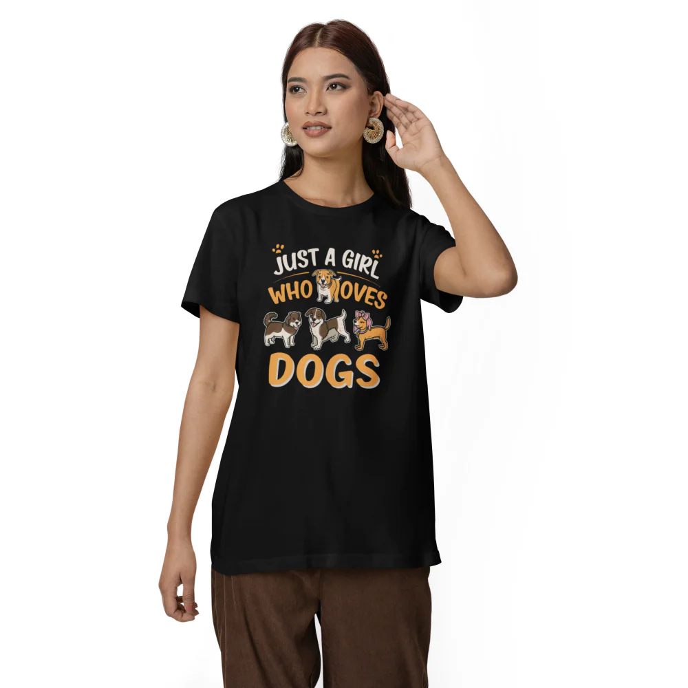Seek Buy Love Just A Girl who Loves Dog Tee (Black) - Image 2