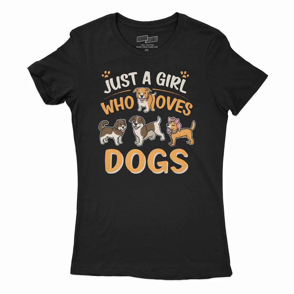 Seek Buy Love Just A Girl who Loves Dog Tee (Black) - Image 4