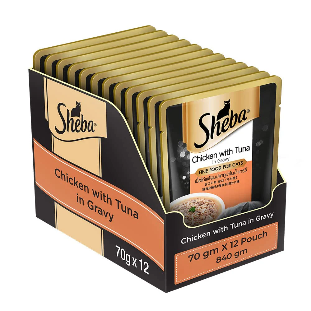 Sheba Chicken Loaf and Chicken With Tuna In Gravy Rich Premium Adult Fine Cat Wet Food Combo - Image 12